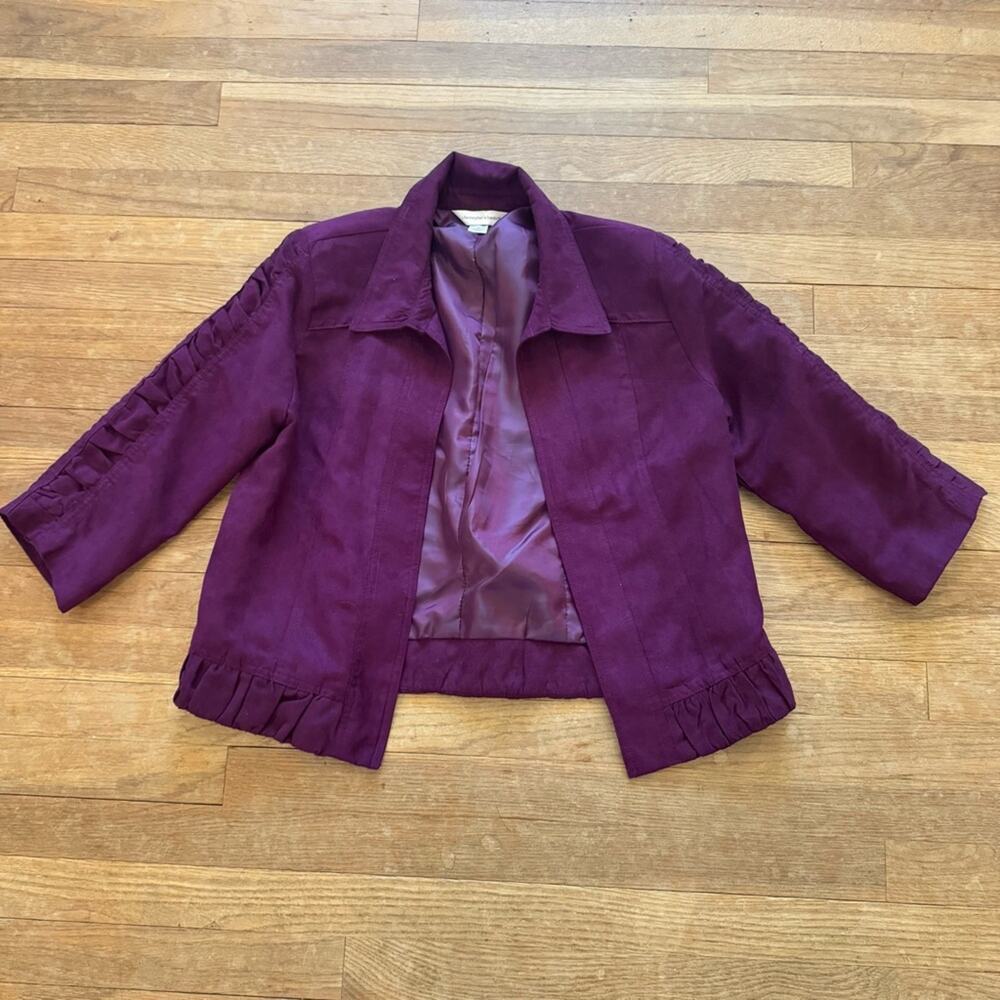 Christopher & Banks purple faux suede 3/4 sleeve open front jacket size M
 b36